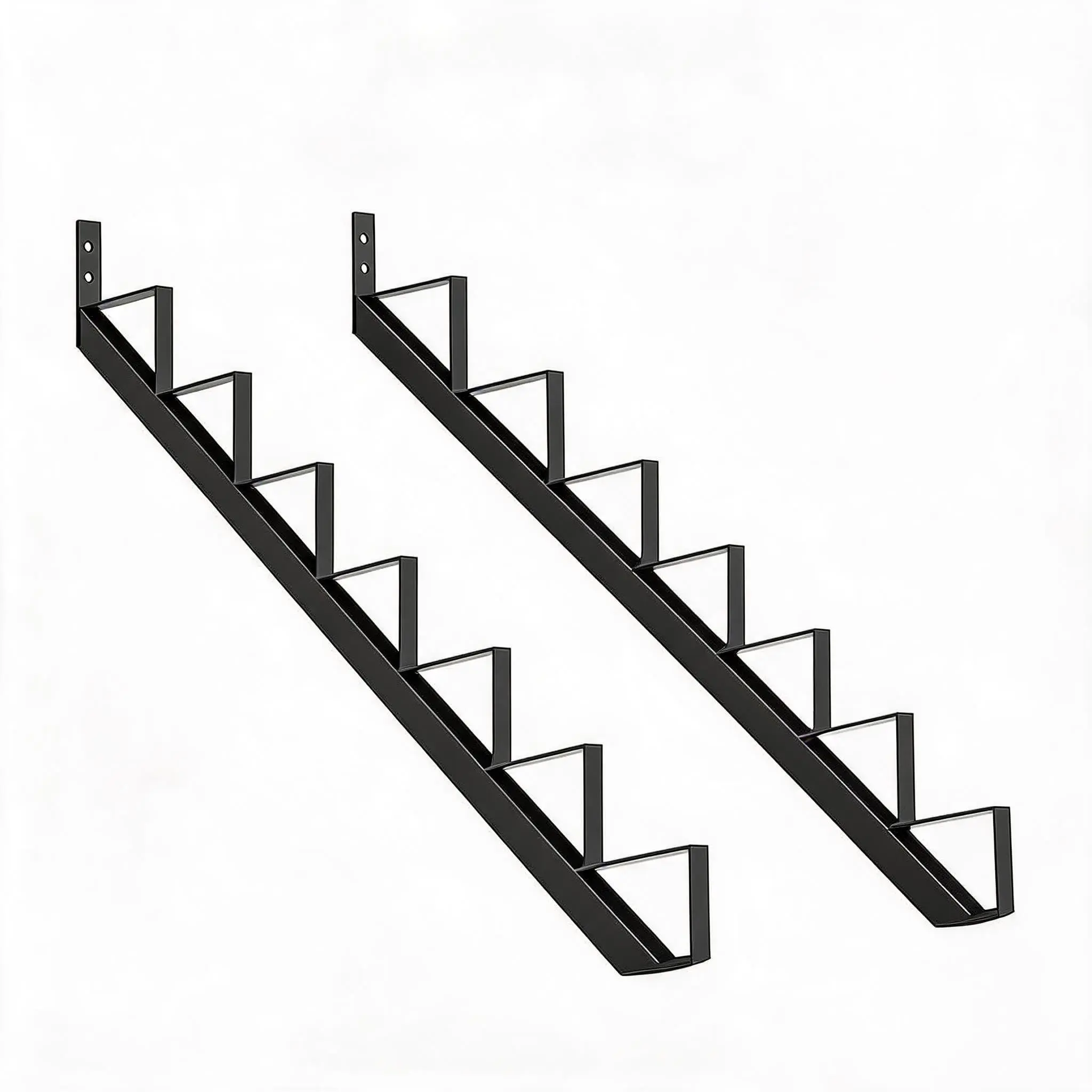 Heavy Duty Steel Stair Stringer 2 Pack – 6 Step Metal Staircase Riser for Deck Height 49.6 in – Outdoor Stair Support Bracket – Black – 6 Steps