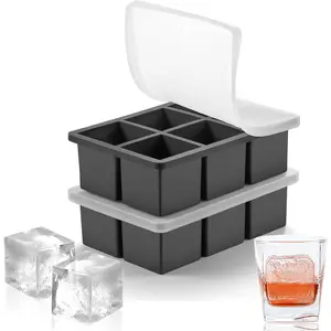 Large Ice Cube Molds Tray with Lid, Stackable Big Silicone Square Ice Cube Mold for Whiskey Cocktails Bourbon Soups Frozen Treats, Whiskey Gifts for Men from Daughter Wife Son Kids