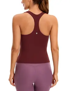 CRZ YOGA Butterluxe Workout Tank Tops for Women Built in Shelf Bras Padded - Racerback Athletic Spandex Yoga Camisole