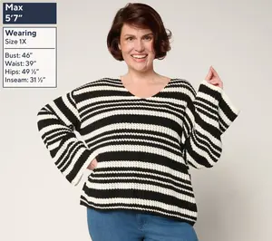 Me by Jennie Garth Hoppe Striped 100% Cotton Sweater