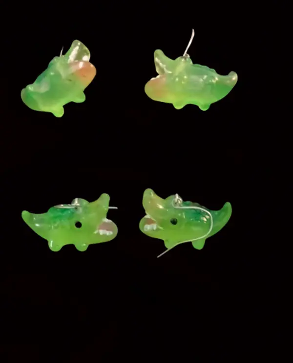 gator earring with silver hooks
