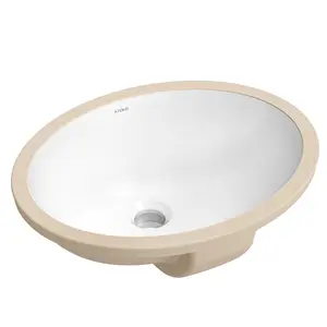 212 MAIN 16.75 in. Elavo Oval Porcelain Ceramic Undermount Bathroom Sink, White, with Overflow Rear-Set Drain