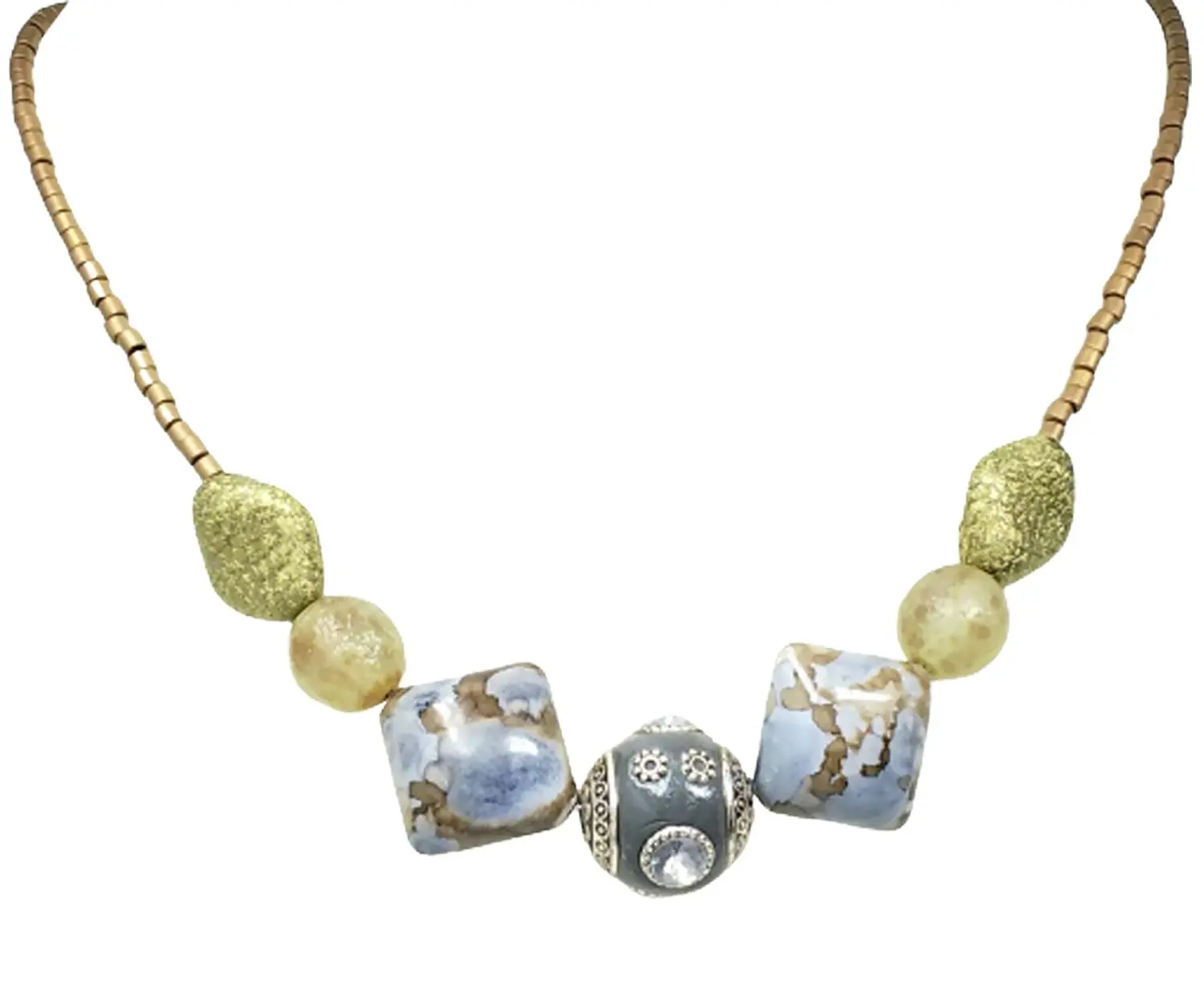 Mixed Bead Necklace - Taupe Treasure