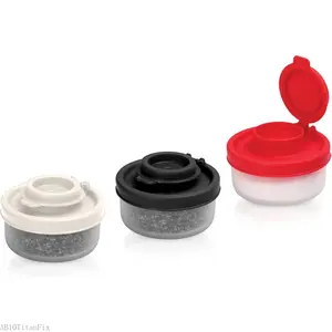 Salt and Pepper Shakers  Proof Mini Salt Shaker to go Camping Picnic Outdoors Kitchen Lunch Boxes Travel  Set Clear with colored  Plastic Airtight Dispenser (Small,3 pack)AB10TitanFix