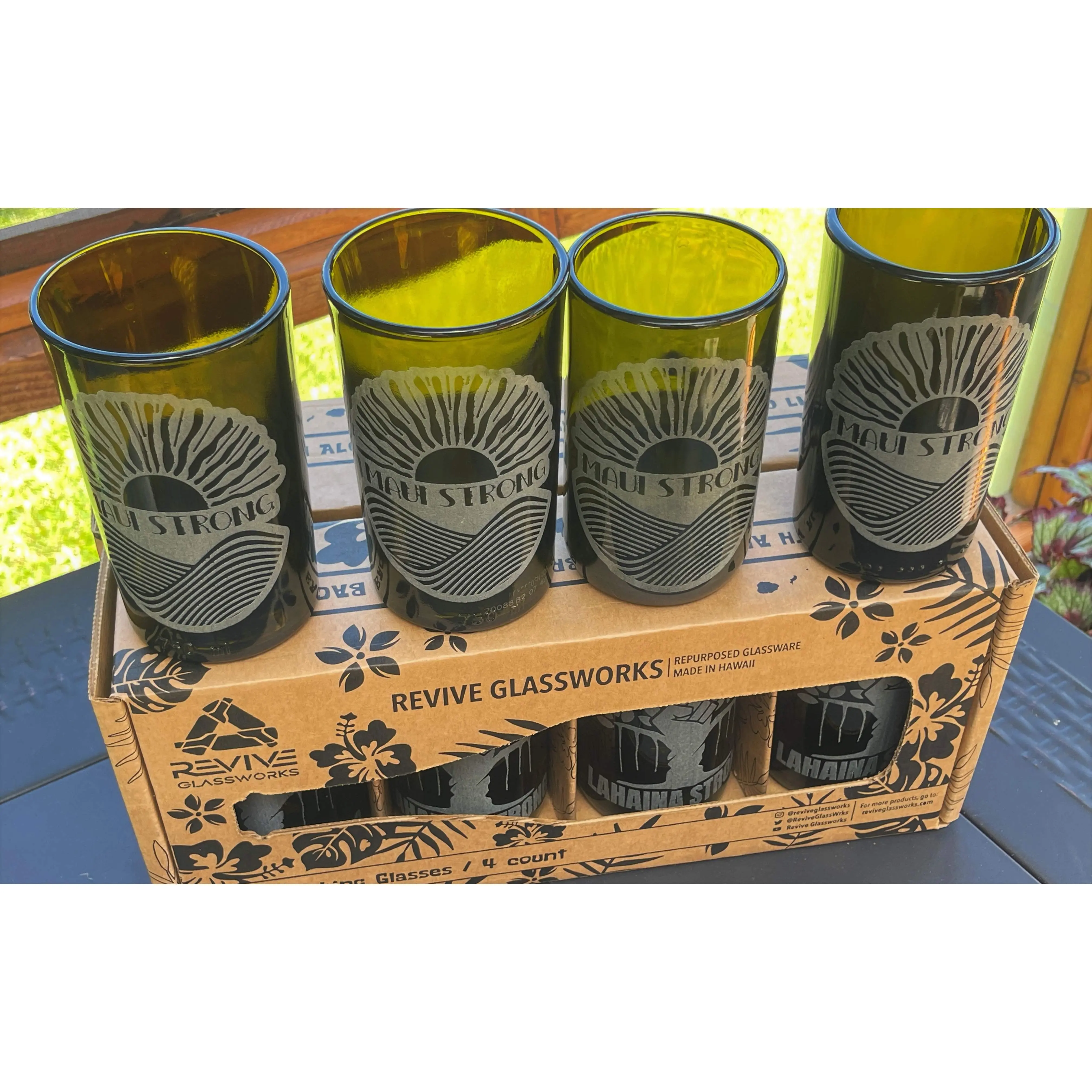 Maui Strong Sunshine & Waves Drinking Glasses (set of 4)
