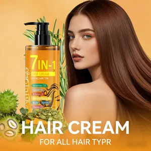 7-In-1 Multi-Effect Hair Cream, Infused with Rosemary & Castor Oil, Nourishes Dry Frizzy Hair, Smooths & Volumizes, Suitable for All Hair Types