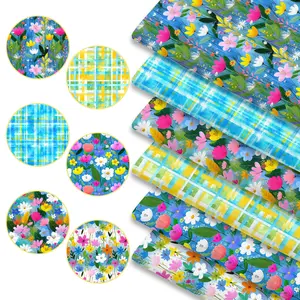 6pcs Vibrant Spring Floral Fabric Bundles, 45cm*50cm/17.72in*19.69in Bright Ditsy Flower Pattern Fabric Squares for Quilting, Patchwork DIY Sewing Material for Bedding, Tablecloth, Bags, Headbands, Pillowcases