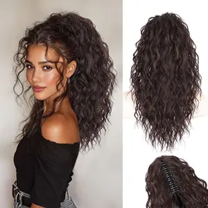 Yetta beauty 18 Inch Long Curly Wave clip Ponytail Extension with Natural Fluffy Synthetic Clip in Hair Extension for Women Ideal for Daily Use and Various Occasions Hairpiece  braiding hair   clip ins for black women   hair extensions clip in