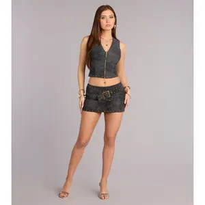 Serving Cool Studded Faux Leather Mini Skirt