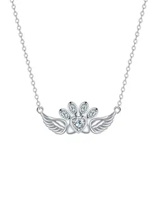 Women's Angel Wings Pendant Necklace, Dog Cat Claw Print Design, Birthday Anniversary Gift for Wife Mom Sister Friend