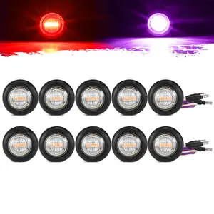 Partsam 3/4" Round LED Marker Light Red to Purple Auxiliary Light Side Marker Lights For Car Trucks