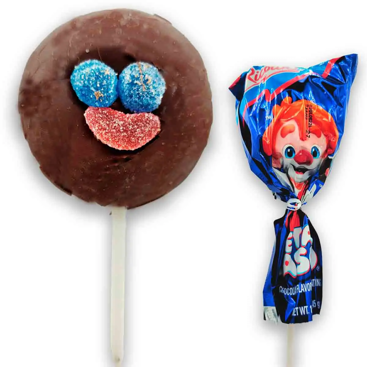 Ricolino Paleta Payaso Candy Variety Pack - 10-Piece Marshmallow Chocolate Lollipop Snacks with Gummies