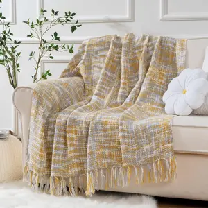 Yellow Throw Blanket for Couch Bed, Mustard  Blanket for Spring Summer, Multicolor Throw Blanket for  Decor, 50"x60"