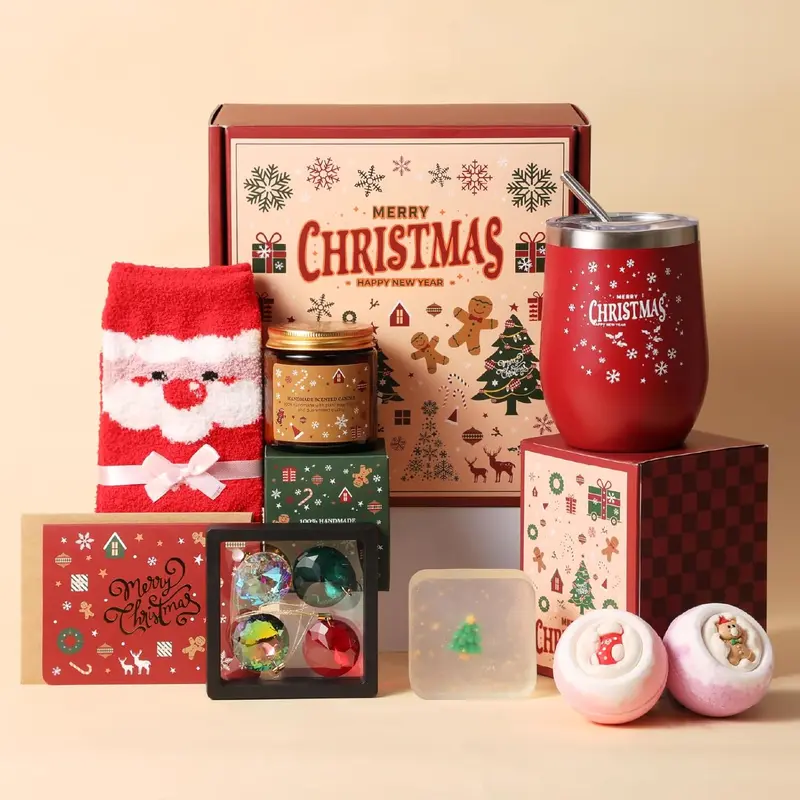Unique Holiday Christmas Gift Baskets for Women, Last Minute Christmas Gift Set for Women, Relaxing Spa Gift with Tumbler for Mom Wife Sister Girlfriend & Best Friend