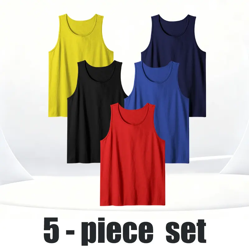 Men's Plus Size Solid Athletic Tank Tops, 5-Pack Breathable Quick-Dry Sleeveless Tees for Gym Workout, Pack of Tank Tops Fitness Sports Tank Fitness Vest