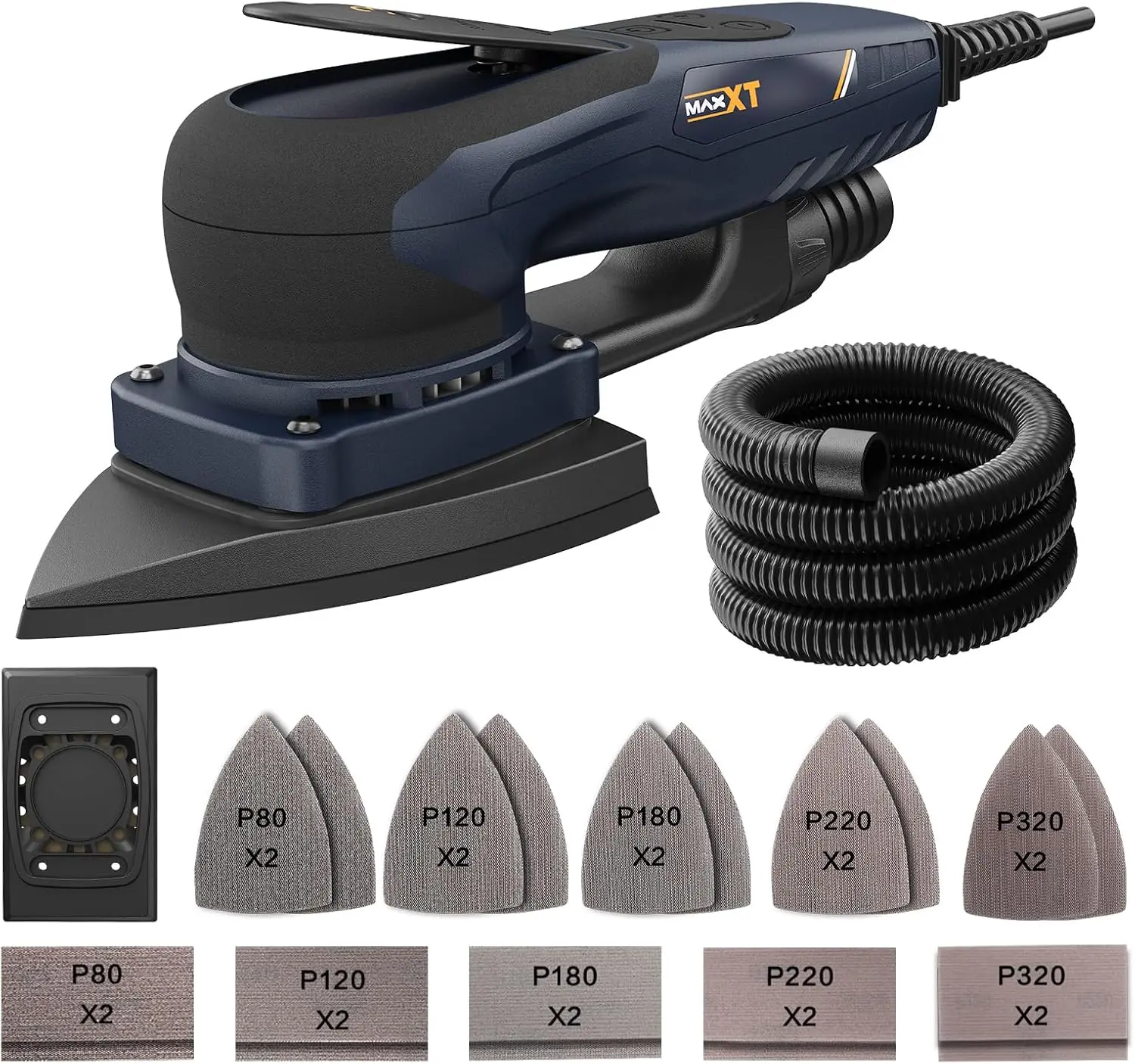 MAXXT 2-IN-1 Detail Sander and Sheet Sander Set, 350W 3A Multi-function Replaceable Backing Plate Electric Sander, 10000RPM Variable Speed Compact Mouse Sanders for Woodworking with 20 Sanding Paper
