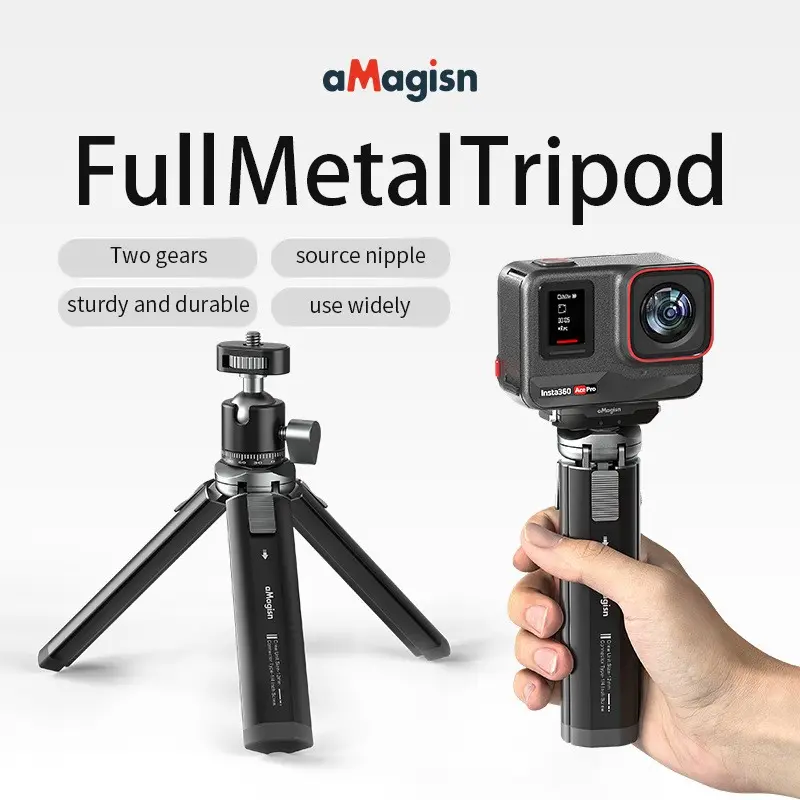 Mini Metal Tripod, Action Camera Tripod, Adjustable Stand for GoPro Hero Series, DJI Osmo Action, Insta360 X5, Video Recording Accessories, Perfect for Holiday Travel & Outdoor Sport, Lightweight, Sturdy & Durable, Versatile Compatibility