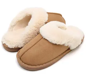 2025 New Women's Slipper Slip On Suede Leather Short Mini Snow Boot Memory Foam Anti-Skid Cozy Plush Indoor Outdoor Comfy Fleece Lined Slippers Walking Shoes Soft Slide Footwear