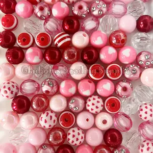 100 Qty 12mm Acrylic Beads for Valentine Craft, Gumball Beads, Chunky Bubblegum Beads