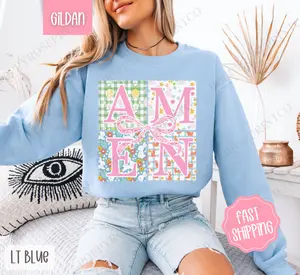 Amen 2  Sweatshirt, Easter Crewneck, Trendy Religious Women's Sweater, Gift for Her