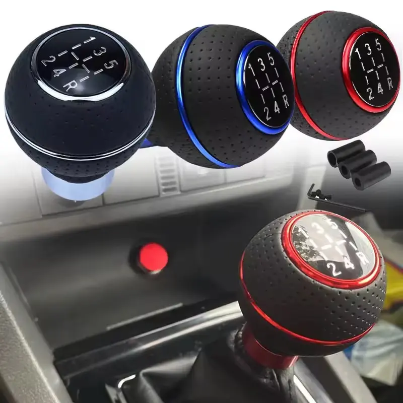 RufoRPM™ 5-Speed Leather Shift Knob – Universal Fit for Manual Cars, Trucks & SUVs