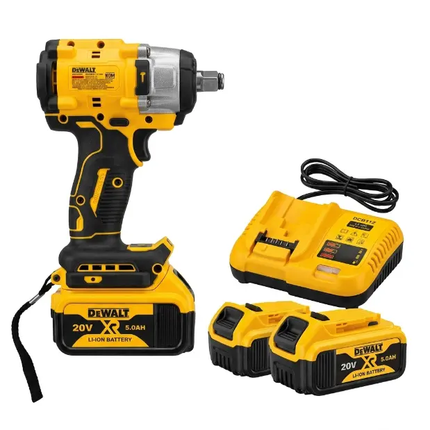 DEWALT High Power Brushless Cordless Impact Wrench Kit, Power Tool with Lithium Battery & US Plug Charger, Professional Power Drill Set, Perfect Gift for Men for Father's Day cordless ratchet wrench set、dewalt atomic、victaulic fittings coupling