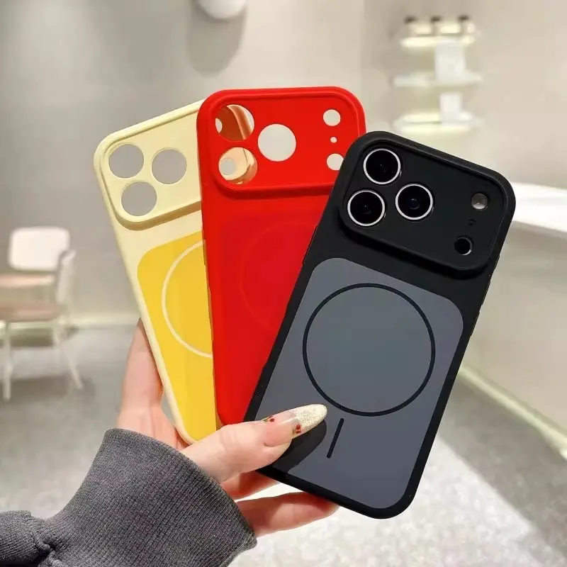 Dual-Tone Color-Block Skin-Feel Smartphone Casing, Retro Magnetic Wireless Charging Accessories for iPhone 17 Air/16 Pro Max/15 Plus/14/13, Shockproof Cellphone Cover with Precise Cutouts, Unique Couple-Style Devices Case