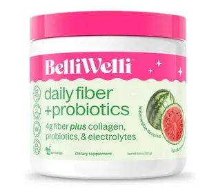 BelliWelli Daily Fiber Supplement with Probiotics, Electrolytes, and Collagen - Watermelon 6.4 oz, Dietary Supplement