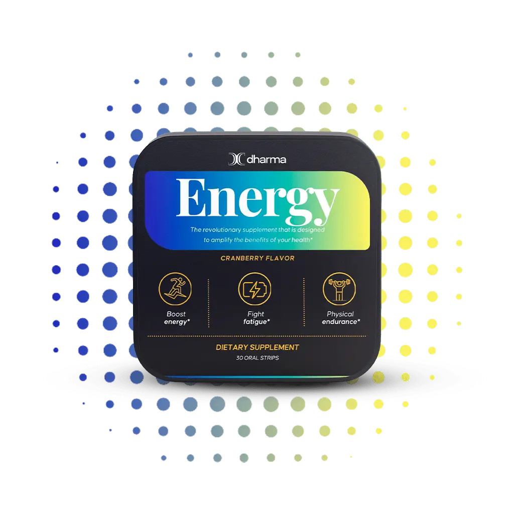 Dharma Energy Oral Strips with Green Tea Caffeine, L-Theanine & Vitamin B12 – Cranberry Flavor