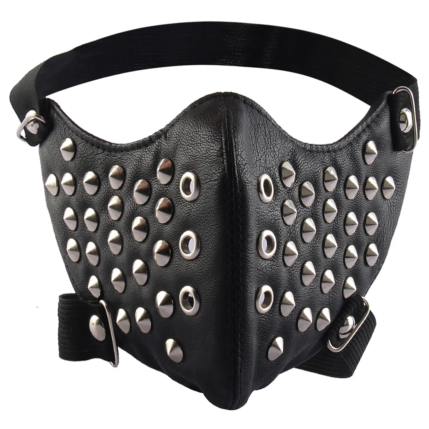 OIDEA Men's Punk Cone Rivet Half-Face PU Leather Mask, Breathable Biker Mask with Strap, Party Performance Accessory, Festive Gift Item