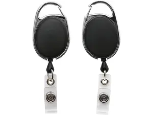 Baumgartens Clip ID Badge Reel, Caribiner Style, 30", Matte Black 68754