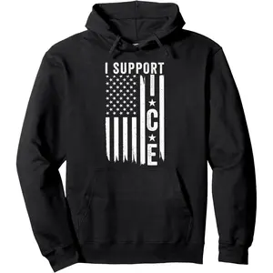 I Support ICE, Immigration Officers American Flag Pullover Hoodie