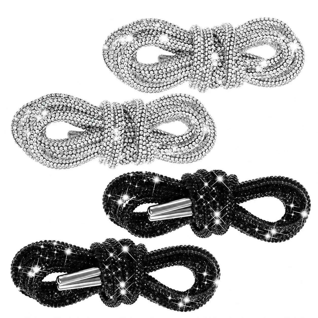 Premium Adjustable Rhinestone-Embellished Shoelace Accessories - Durable Polyester-Core Crystal Drawstrings with Smooth Metal Aglets for Footwear, Sneakers, Hats Custom DIY Fashion Accents