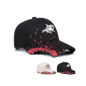 Shark Embroidered Creative Edge Baseball Cap for Men and Women, Trendy Streetwear Fashion Hat, Casual Outfits Cap