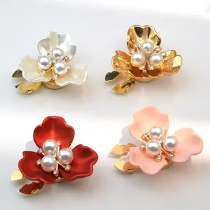 three-petal flower pearl shirt dress sleeve petal button cover cufflink shirt Button Covers pins casual style accessory