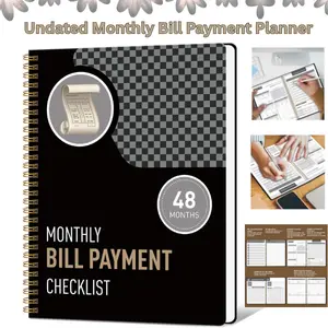 Undated Monthly Bill Payment Planner 48-Month Budget Organizer Expense Tracker Income Savings Debt Management Notebook Financial Planner 8x10 Black Large Print Paperback Format