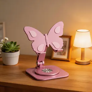 Aluminum Alloy Mobile Phone Holders Butterfly 360 Degree Rotating Mobile Phone Stand Foldable Adjustable Tablet Stand