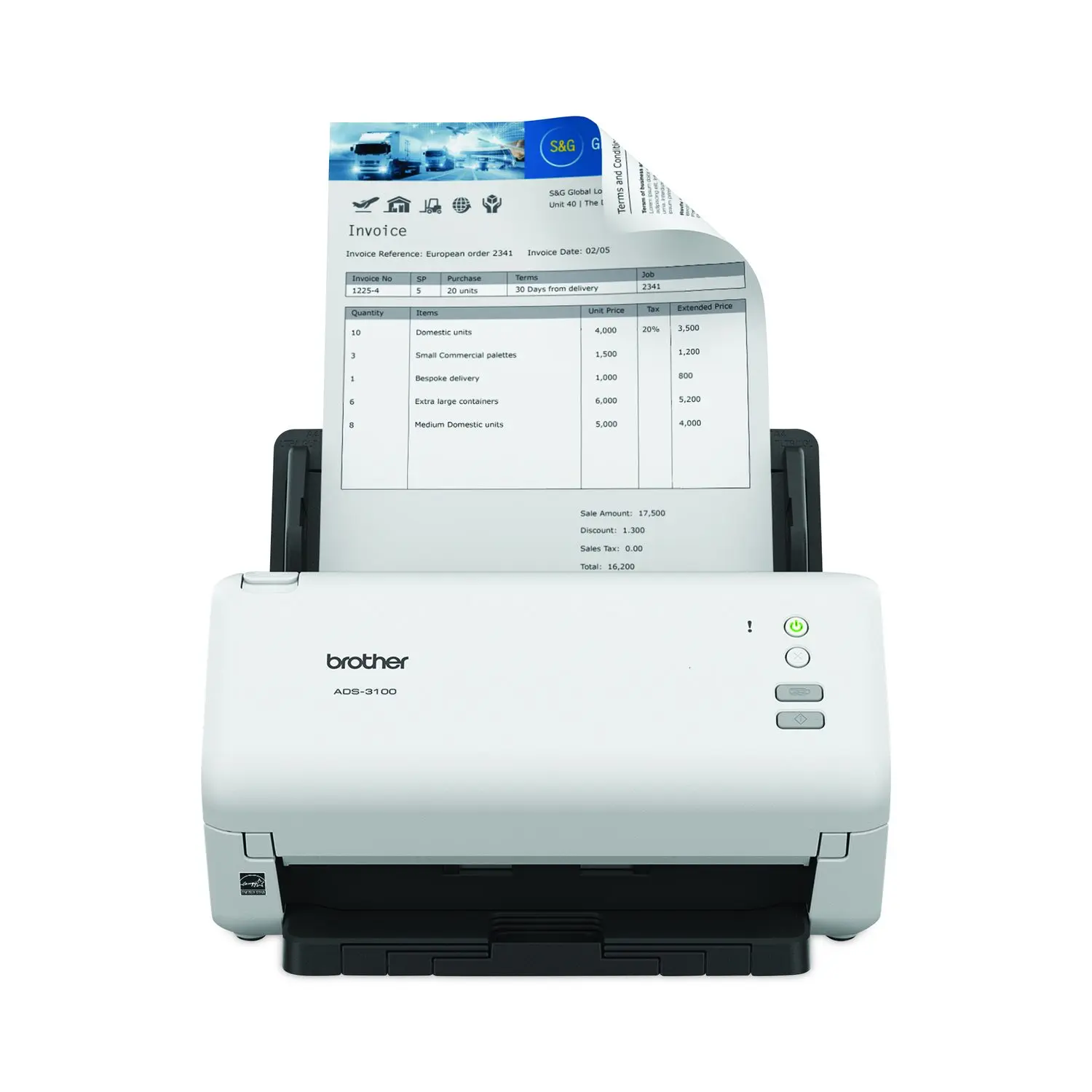 Brother ADS-3100 High-Speed Desktop Scanner, 600 dpi Color Resolution, 60-Sheet ADF