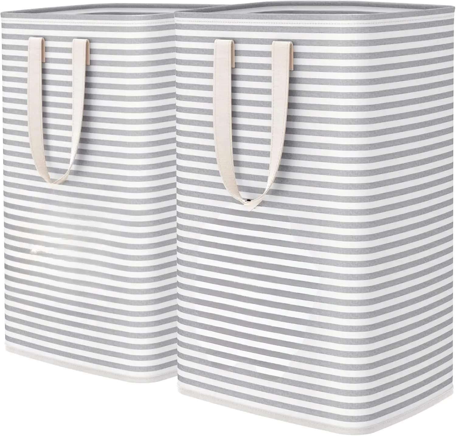 2-Pack 75L Tall Laundry Hampers with Carry Handles, Freestanding Clothes Baskets for Laundry Room, Dorm and Bedroom, Gray