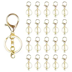 20PCS Lobster Claw Clasps Hook with Flat Split Keychain Ring with Swivel Trigger Clip with Little Lobster Clasp for DIY Craft Jewelry Making