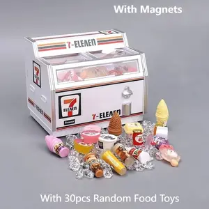 3D Fridge Magnets Miniature simulation freezer Night Light Dollhouse Mini 7 Freezer Supermarket Cabinet Toy Display Models Doll Playsets Doll Stroller Playset