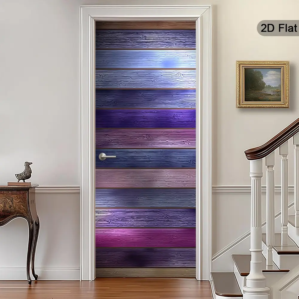 2D Gradient Door Stickers Set, Rainbow Layered Paper Decorative Stickers, Self-Adhesive Deep Design Wall Art, Home Decoration for Bedroom, Living Room, Office