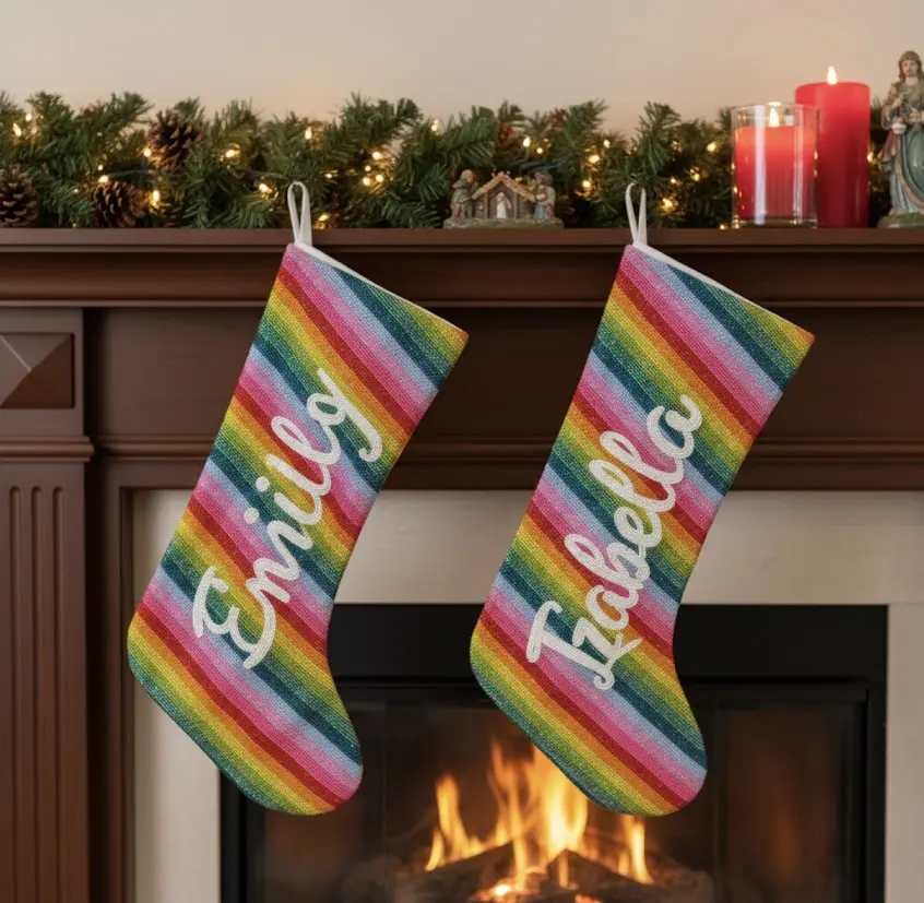 Multicolor Beaded Christmas Stocking