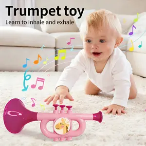 Kids Trumpet Musical Instrument Toy for Ages 3-6, Early Education Sound Simulator with Grip Training Function, Random Pattern, Perfect Birthday Gift