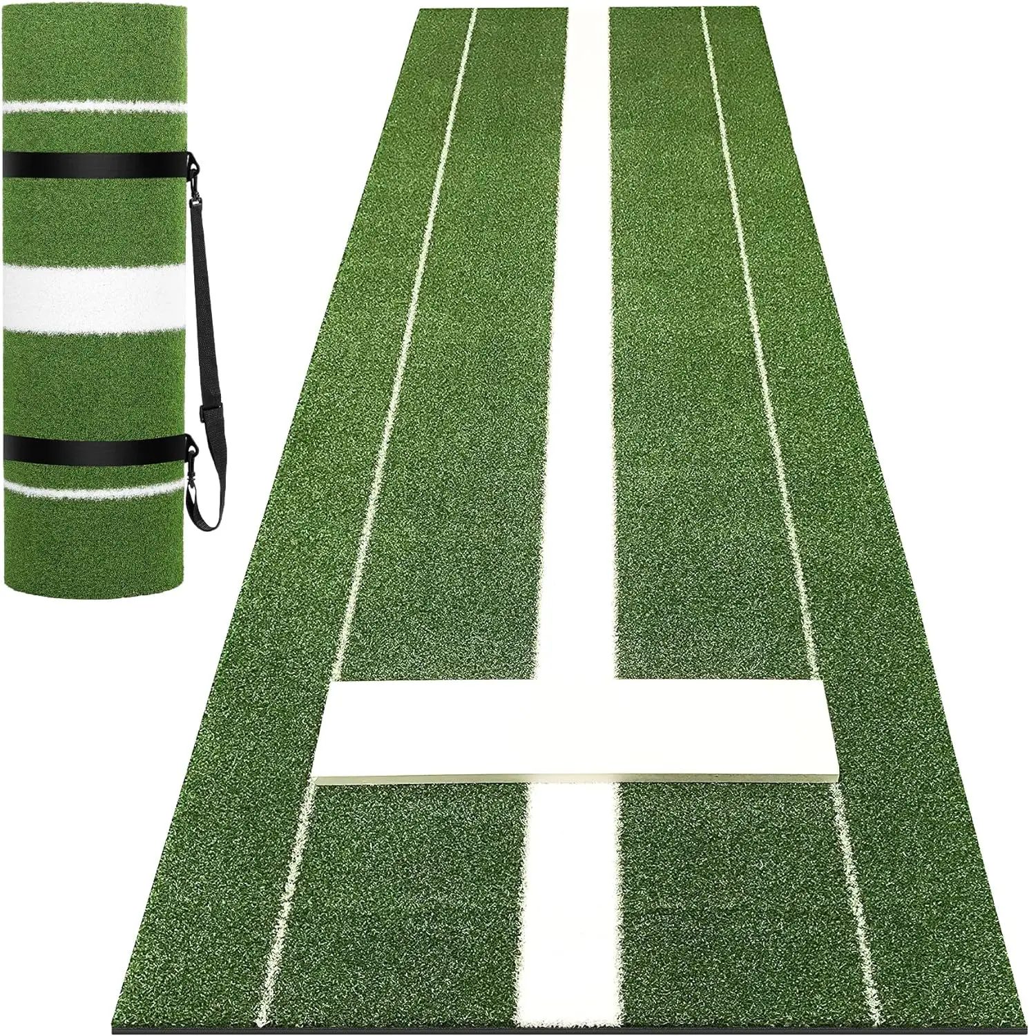 Rengue 10'x 3' Softball Pitching Mat, Softball Pitching Mound with Pitching Rubber, Green Nylon Softball Hitting Mat Artificial Grass Pitching Mat, So