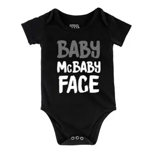 Funny Baby Babysuit Baby McBaby Face Letter Print Baby Short Sleeve Onesies Romper For Infant, Newborn Boys Girls Soft Casual Outfit ，Outdoor Baby Bodysuits