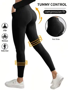 Women's High Waisted Athletic Pocketed Leggings, Casual Plain Design, All-Season Comfortable Fit, Athletic Stretchable, Ideal for Daily Wear & Active Lifestyle