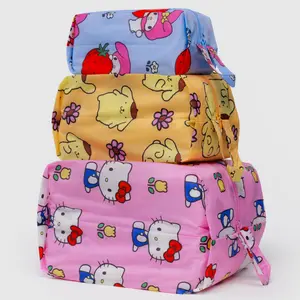 Hello Kitty and Friends x Baggu 3-pc Zipper Pouch Set (Fruits + Florals)