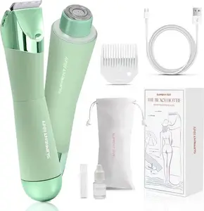 Women's 2-in-1 Rechargeable Electric Bikini Trimmer - Painless Epilator for Pubic Hair, Underarms, and Legs
