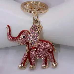 ELEPHANT keychain with stones cute style stainless steel